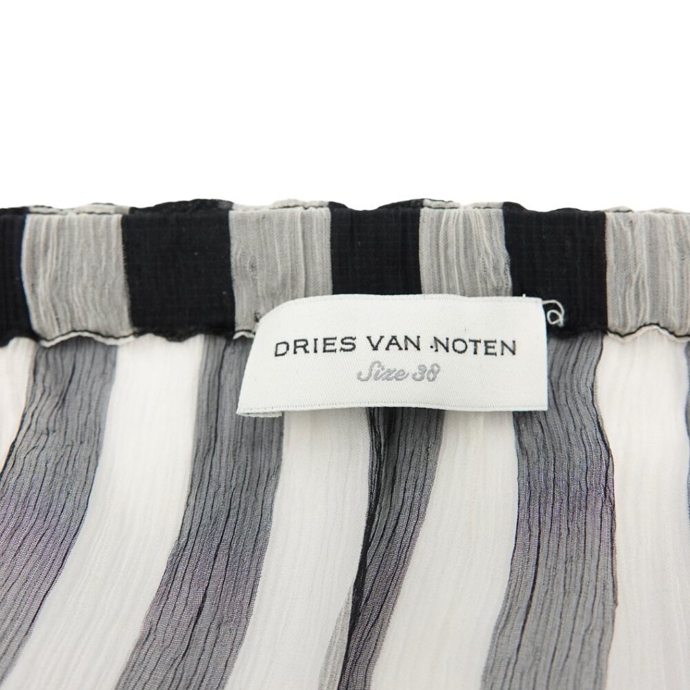Dries Van Noten SS24 Silk Chiffon Sequin Stripe Button-Front Drawstring Skirt - Picture 7 of 7